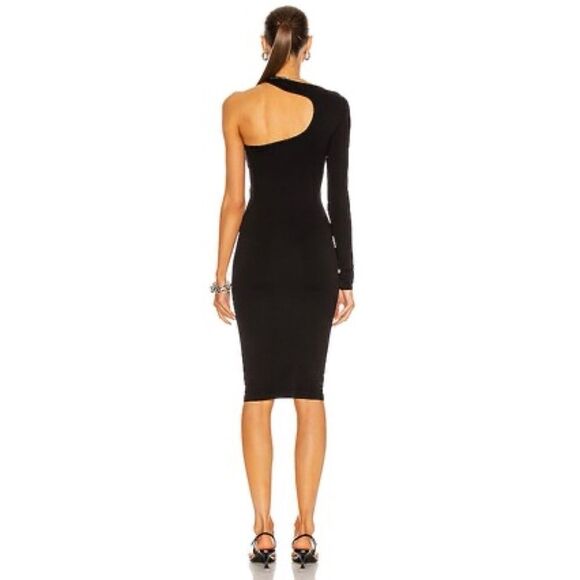 NWT HELMUT LANG Seamless Jersey Nylon Core Cutout Midi Dress in Black, Size XS/S - Picture 4 of 16
